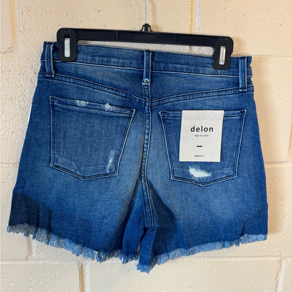 NWT Edyson Delon High-Rise Shorts in Dark Lincoln Wash Size 25 + 30 - Picture 4 of 13